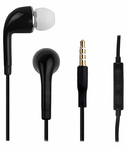 Auriculares negros de 3,5 mm con micrófono para teléfono Android compatible con Samsung Galaxy S6 S8 S9 Plus