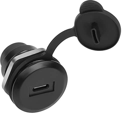 QIANRENON Adaptador USB C a USB 3.0 Montaje Fijo Roscado - Conector Redondo de Datos 5Gbps - Panel de Montaje Con Capuchón Antipolvo Impermeable