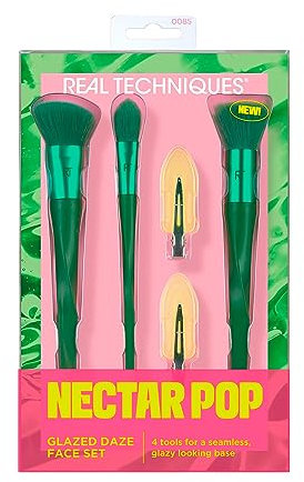 COLLECTION NECTAR POP Glazed Daze Face Makeup Brush Kit - Set de 4 pinceaux Visage REAL TECHNIQUES