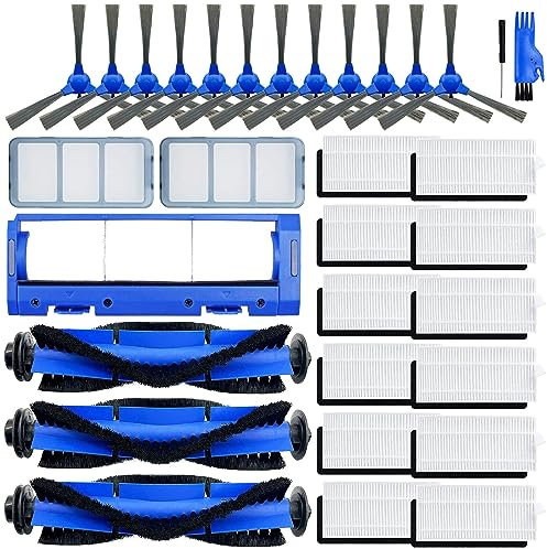 RoboVac 11S Ersatzteil, kompatibel mit Eufy RoboVac 11S, 15C, 30, 30C, 12, 35C, 25C, 15T Saugroboter, 3 Rollbürsten, 12 Filtersets, 12 Seitenbürsten, 1 Rollbürstenschutz, 2 Vorfilter