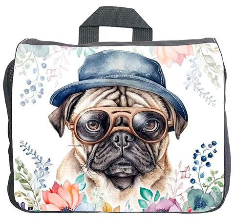 Cadouri Hundezubehörtasche mit Mops - Aufbewahrungstasche mit Hunderasse für Hundebesitzer - originelles Geschenk - handgefertigt