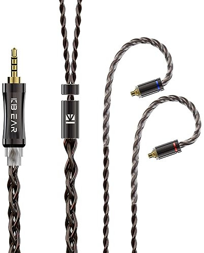 KBEAR ST7 HiFi In Ear Cable con cable para auriculares intrauditivos Cable de actualización 4N 4 núcleos OFC IEM Cable QDC para EDXPRO ZSNPRO ZSNPROX ZS10PRO ZS10PROX AS16 WAN'ER (2,5 mm, MMCX, negro)