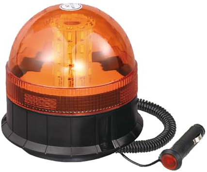 Maypole 12/24V 40x3W Magnetic LED Amber Beacon with Hella Plug 3 Flash Patterns Recovery Plant Forklift Vehicles R10 IP66