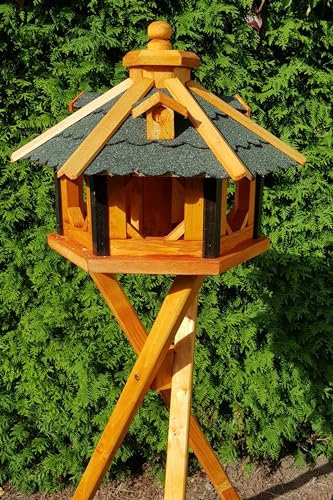 Vogelhaus aus Holz wetterfest (L mit Ständer, Grün)