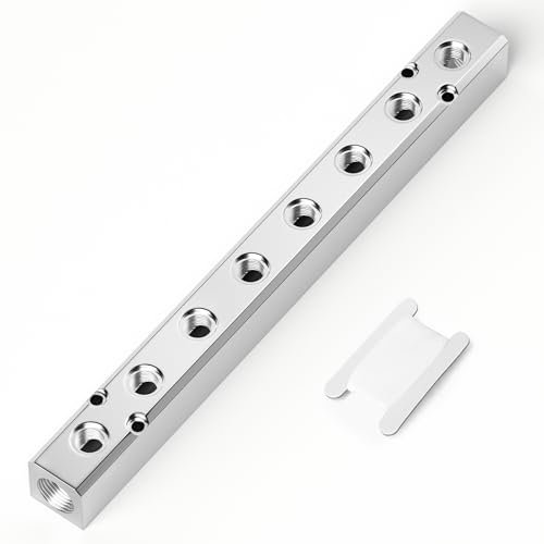 TAILONZ PNEUMATIC Silver 8 Way Pneumatic Shunt Aluminum Block Pneumatic Manifold Air Distribution Block Air Path Exhaust air Source Distributor,Compressed Air Manifold Pneumatic Block,Gas Divider