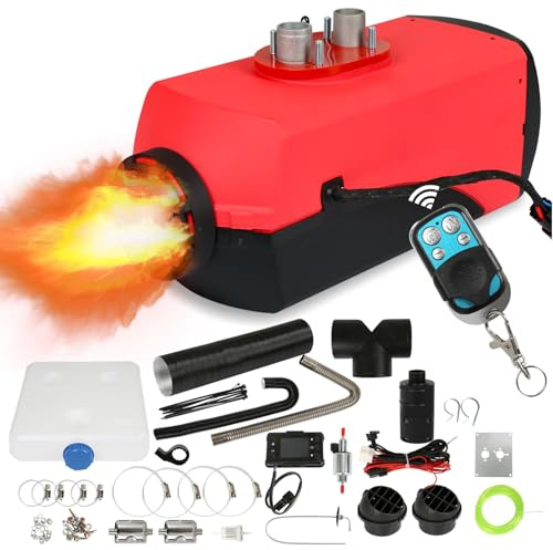 Ansobea Calefacción estacionaria de 12 V, diésel, calentador de aire diésel con silenciador, calefacción de aire diésel con pantalla LCD, para coche, RV, barcos, camiones, caravanas (8 KW)