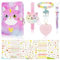 Partideal Plush Cat Secret Diary with Lock for Girls,Purple Journal Set with Whale Bracelets Slap Wristband Money Bag Heart Pendant Ballpoint Pen Cat Stickers for Girls(tie-dye Process)