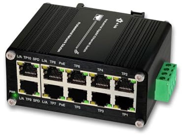 Switch Ethernet compatto industriale a 8 porte 10/100/1000T 802.3at PoE+, montaggio su guida mini DIN a 2 porte, Switch di rete non gestito 48-57V DC Capacità di commutazione 20Gbps