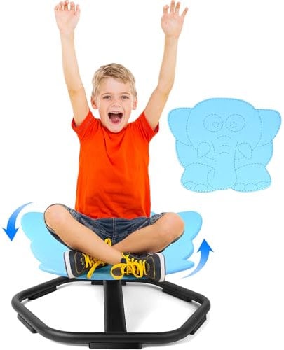TERRAMUS Autisme Chaise Pivotante pour Enfant, 360° Carrousel Chaise Sensorielle, Entraînement de Coordination et Équilibre du Corps, Chaise d'équilibre pour Enfants, Jouet Scientifique d'équilibre