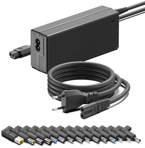 HKY Cargador Universal Portátil 90W, Adaptador AC Ordenador para DELL, HP Stream, Acer, ASUS, Lenovo, IBM, Toshiba, Samsung, Sony, Fujitsu, Gateway, Ultrabook, Chromebook Incluye 15 Conectores