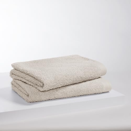 s.Oliver 2 TLG Duschtuch Set 70x140cm - 100% Baumwolle, 600 g/m², weich & saugstark, Doppelpack Duschtücher beige