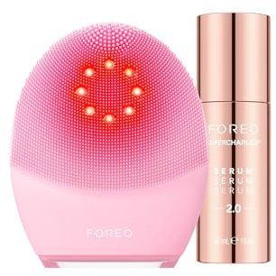 FOREO Firm & Clean Set – LUNA 4 plus Gesichtsreinigungsbürste für normale Haut + SUPERCHARGED SERUM 2.0, 30 ml – Nahinfrarot-Lichttherapie – Mikrostrom-Gesichtsgerät