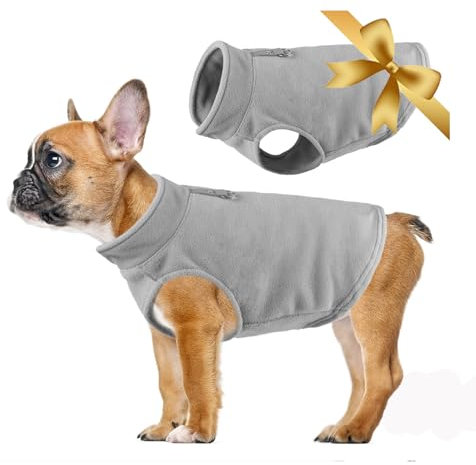 Winter Hundemantel warm gefütterte Jacke für kaltes Wetter weiche Fleeceweste Kleidung mit Leine Ring Outdoor für kleine mittlere Hunde Wandern Wandern Reisen, Grau, L