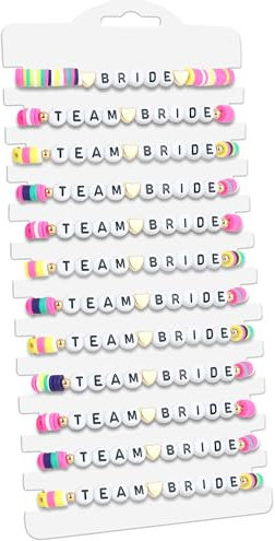 12 Stück Team Braut Armbänder, Jga Armbänder Frauen, Jga Accessoires Frauen für Junggesellenabschied Frauen, 1 Braut und 11 Team Braut Armbänder für Dating, Hochzeit, Begleitgeschenk