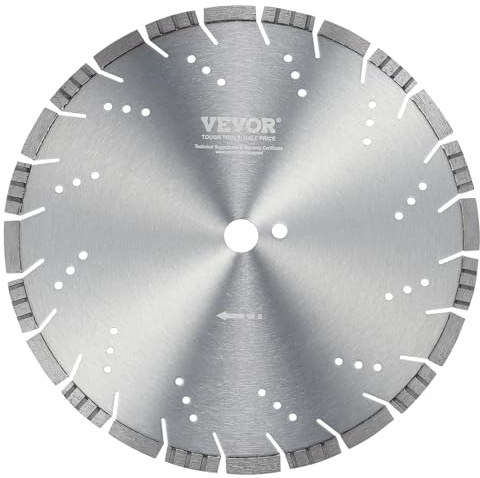 VEVOR Diamond Blade, 14inch/350mm Concrete Saw Blade Wet or Dry, 0.47inch/12mm Slanted Teeth Diamond Segment Blade, Universal 1 inch/25.4 mm Center Hole Diameter, for Concrete Cement Board Tile Brick