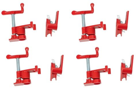 3/4 Holzleim-Rohrschellensatz, 1,6 cm Gewinde-Durchmesser, 4 Pcs Rohr Schraubzwinge, Robuste Stangenklemmen,für Holzgeschäften, Reparaturwerkstätten, Fertigungsbetrieben