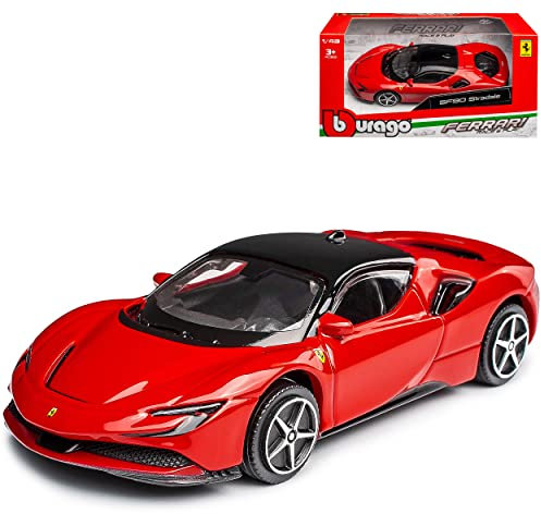 alles-meine.de GmbH Ferrari SF90 Stradale Coupe Rot Ab 2020 1/43 Burago Modell Auto mit individiuellem Wunschkennzeichen