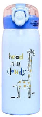 YUEKOPOU Taza de Café, Taza Térmica de Viaje, Frasco de vacío de dibujos animados con pajita, Taza Termo portátil for niños, botella de agua térmica for estudiantes, vaso aislado, 350ml/500ml(500mL)