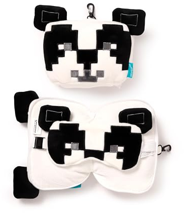 Relaxeazzz Minecraft Panda Shaped Plush Travel Pillow & Eye Mask