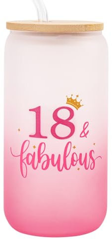 Nwvuop 18th Birthday Gift for Girls, Gifts for 18 Year Old Girls Glass Cup 16oz.