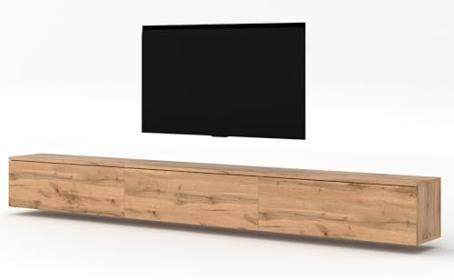 AXLIVING hängendes TV Board Loriano Lowboard Eiche Wotan 3x100 cm