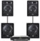 Complete DJ PA speaker system with two 15-inch passive tops, dual 15-inch subwoofers, 3000W Vonyx amplifier, passive crossovers, poles NL2 cables
