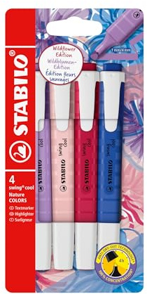 STABILO - Textmarker - swing cool NatureCOLORS Wildflower | 4er Pack, 4 Farben