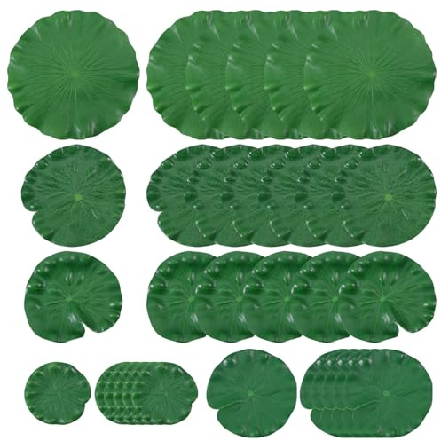 CONCHLERY 30Pcs Artificial Floating Foam Lotus Leaves | For Pool Aquarium Garden Decoration with Realistic Lily Pads for Visual Effect