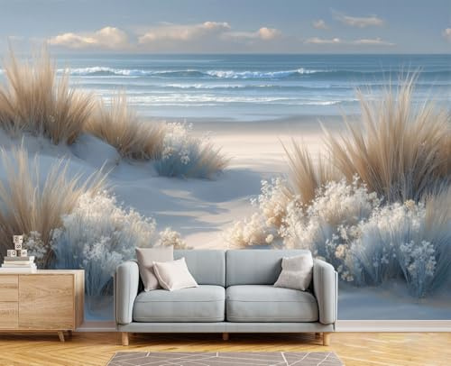 Fototapete 3D Effekt Strände Dünen Realistische Natur 350X260Cm Foto Tapete Schlafzimmer Wohnzimmer Xxl Wandtapete Motivtapeten Bildtapete 3D Effekt Wand Dekoration Flur