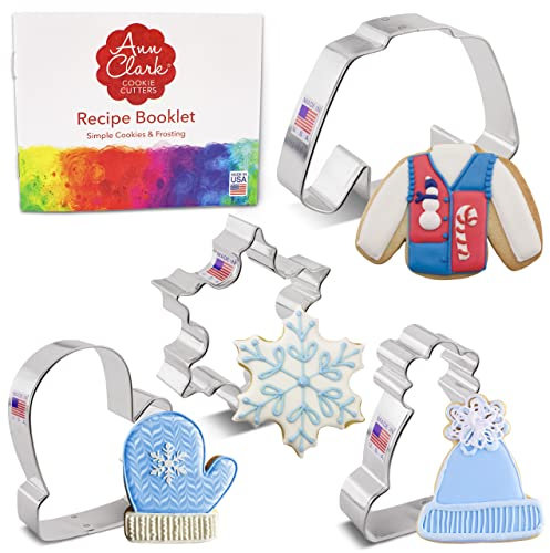 Ann Clark Ausstechformen - Winter - 4 Teile Set - Schneeflocke, Pullover, Handschuh, Mütze - US verzinnter Stahl