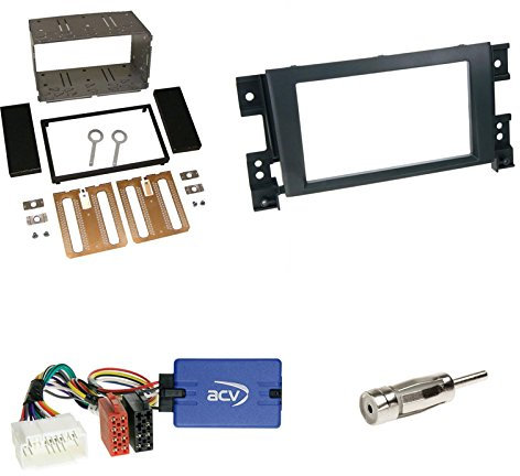 Einbauset: Suzuki Grand Vitara (JT) 09/2005-2011 Doppel 2-DIN DIN Blende/Radioblende schwarz + Pioneer Radio LFB Lenkrad Interface Radio Adapter