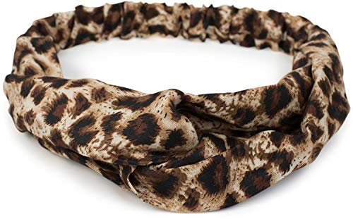 styleBREAKER Damen Haarband mit Leo Animal Print, Twist Knoten und Gummizug, Stirnband, Headband, Haarschmuck 04026020, Farbe:Braun-Beige