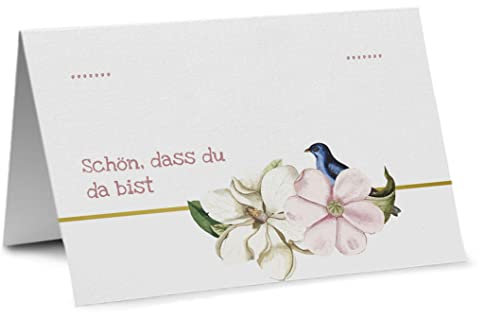 Partycards Tischkarten Geburtstag, Tischkarten Hochzeit, Tischdeko Hochzeit, Hochzeitsdeko Tisch - 50 Stück, Namensschilder, DIN A7, Platzkarten Kommunion, Namenskarten Konfirmation, Taufe