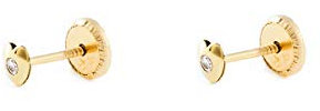 Pendientes bebe Oro Amarillo Corazon con Circonita (9kts) - Estuche Regalo - Certificado de Garantía - Mondepetit