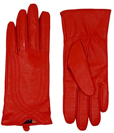 Nappaglo Damen Lederhandschuhe Winter Touchscreen Lammfell Elegant Echtleder Warm Handschuhe Outdoor, rot, L