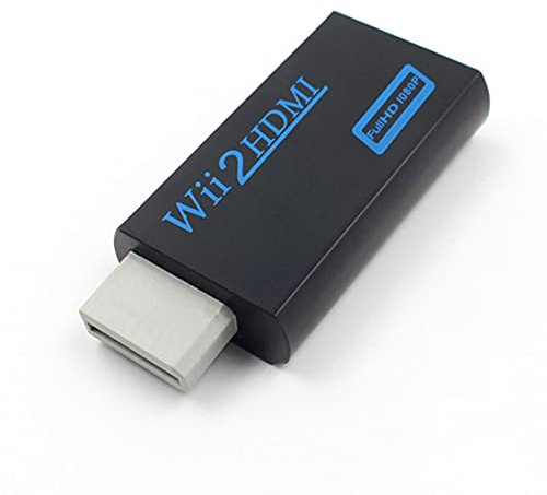 Wii zu HDMI Adapter Konverter, Unterstützt alle Wii-Anzeigemodi,mit Stereo Audio und 720P 1080P HD-Videoausgang über HDMI &3.5mm Buchse, für TV Monitor Fernseher variable Auflösung(Schwarz)