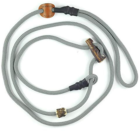 Retrieverleine Sporty | robuste Hundeleine aus Tau mit integrierter Halsung | Ø6mm | Horn-Zugstopp