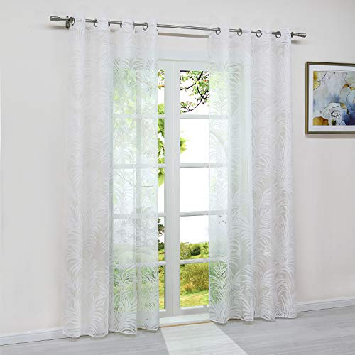 HeichkelL Transparenter Vorhang »Laha« Ösenschal mit floralem Ausbrenner Design Weiße Gardinen mit Ösen Dekoschals aus Voile 1 Stück BxH 140x245cm