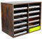 EasyPAG 12 Fächer Holz A4 Büro Schreibtisch Organizer Dokumentenhalter Aktenablage Zeitschriftenhalter Briefablage Papier Magazin Organisator,Braun