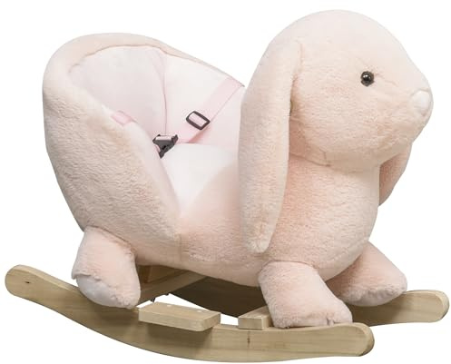 HOMCOM Baby Rocking Horse with Sound Seatbelt for Ages 18-36 Months Pink