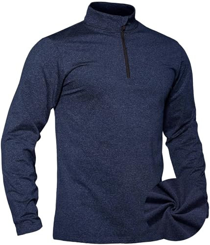 TACVASEN Herren Sweatshirt Fleece Pullver Ohne Kapuze Longsleeve Winter Herbst Funktionsshirt Männer (2XL, Marineblau)