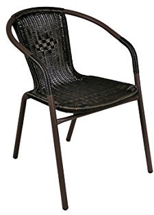 Nexos Trading Bistrostuhl B-Ware Stapelstuhl Balkonstuhl Rattanstuhl Gartenstuhl Terrassenstuhl – Poly-Rattan Stahlgestell stapelbar – dunkel-braun