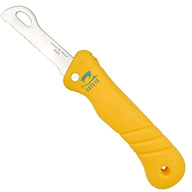 GATE 14 Coltello Multiuso Galleggiante in Acciaio Inox con Lama Seghettata Alta visibilità