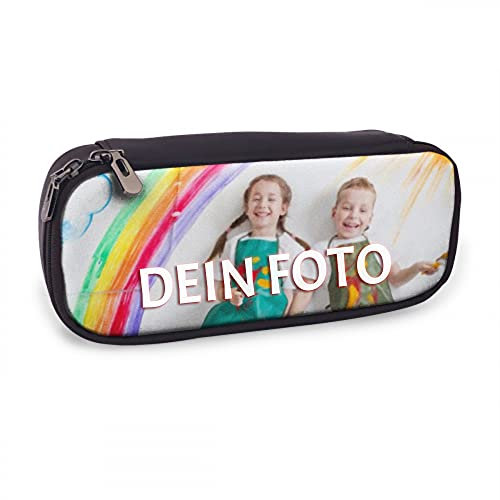 QIYI Personalisierte Foto Mäppchen, Individuelles Federmäppchen mit Foto & Text, PU Leder Schulmäppchen/Kosmetiktasche mit eigenem Bild selbst gestalten, personalisiertes Fotogeschenk für Geburtstag