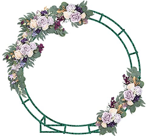 6.5 Ft Round Hammer Tone Green Metal Arch Garden, Arbor for Garden, Indoor and Outdoor, Party Decoration, Easy Assembly (with Support Legs, Ground Anchors, Screwdriver, Instructions)