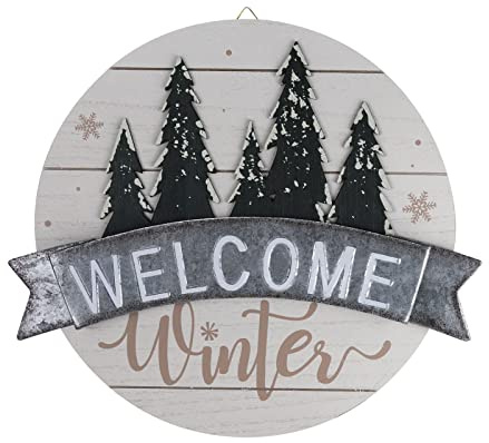 Sfozstra Cartello di benvenuto invernale, cartello di benvenuto decorativo per porta d'ingresso, decorazioni per esterni da appendere, eleganti regali di Natale del Ringraziamento. Cartello di