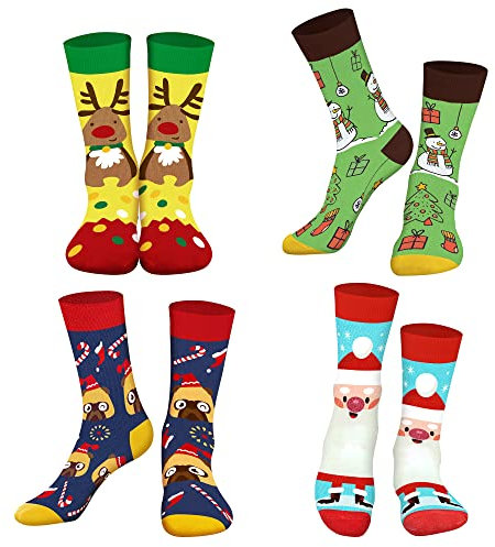 AGRIMONY Lustige Weihnachtssocken Geschenkbox Geschenke für Männer Frauen Mama Teenager Jungen Mädchen Mutter Oma – lustige Neuheit verrückte Baumwollsocken mehrere Packungen Weihnachtsgeschenke