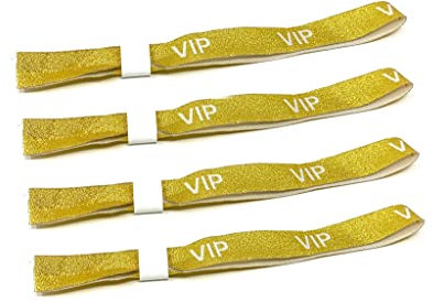 Twist4 VIP Stoff Einlassbänder VIP Stoffbänder Festivalbändchen Kontrollbänder VIP Eintrittsbänder- für Silvester Party Feste Festivals - twist4 (25, gold/weiß)