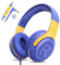 awatrue Kids Headphones Wired Kids Headset with Microphone, 85/94dB Volume-Limiting, 3.5mm Jack, Foldable On-Ear Design - Safe & Comfortable for Learning & Entertainment (Purple)