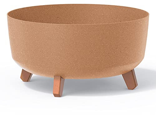 Prosperplast Macetero Color Ocre, con Patas Desmontables, Redondo, colección Gracia de 38 x 38 x 19,5 cm, Capacidad de 14,3 L.